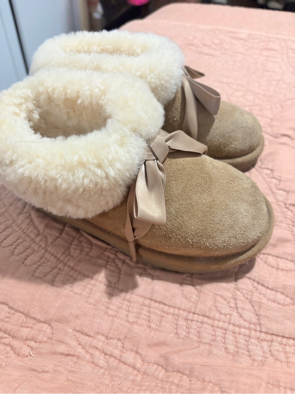 Cozy Shearling Lined Girls Slip on- Beige